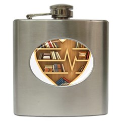 Bookshelf Heart Hip Flask (6 Oz) by artworkshop