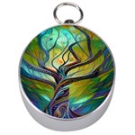 Tree Magical Colorful Abstract Metaphysical Silver Compasses Front