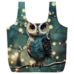 Owl Bird Bird Of Prey Ornithology Animal Full Print Recycle Bag (xxxl) by Pakemis