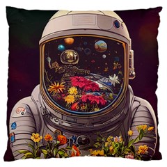 Astronaut Universe Planting Flowers Cosmos Jpg Large Flano Cushion Case (one Side) by Pakemis