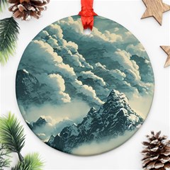 Mountains Alps Nature Clouds Sky Fresh Air Ornament (round) by Pakemis