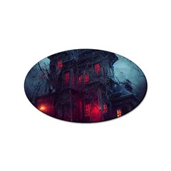 Haunted House Halloween Cemetery Moonlight Sticker Oval (100 Pack) by Pakemis