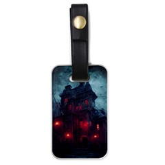 Haunted House Halloween Cemetery Moonlight Luggage Tag (one Side) by Pakemis