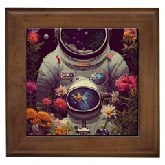 Astronaut Universe Planting Flowers Cosmos Art Framed Tile by Pakemis