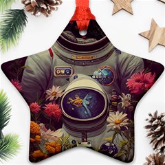 Astronaut Universe Planting Flowers Cosmos Art Star Ornament (two Sides) by Pakemis