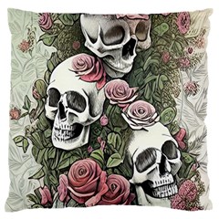 Skulls Roses Wallpaper Garden Artwork Standard Flano Cushion Case (one Side) by Pakemis