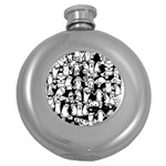 Graffiti Spray Can Characters Seamless Pattern Round Hip Flask (5 oz) Front