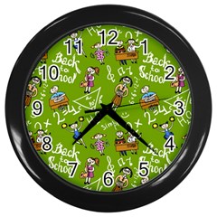 Seamless Pattern With Kids Wall Clock (black) by Pakemis