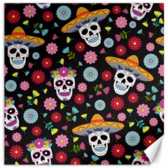 Day Dead Skull With Floral Ornament Flower Seamless Pattern Canvas 20  X 20  by Pakemis