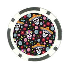 Day Dead Skull With Floral Ornament Flower Seamless Pattern Poker Chip Card Guard by Pakemis