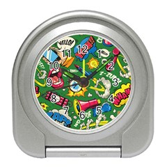 Pop Art Colorful Seamless Pattern Travel Alarm Clock by Pakemis