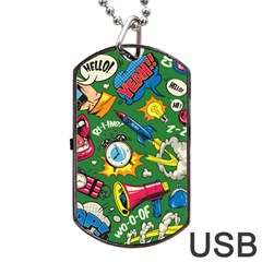 Pop Art Colorful Seamless Pattern Dog Tag Usb Flash (one Side) by Pakemis