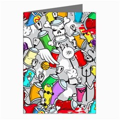 Graffit Characters Seamless Pattern Art Greeting Cards (pkg Of 8) by Pakemis