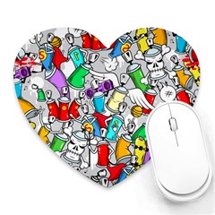 Graffit Characters Seamless Pattern Art Heart Mousepad by Pakemis