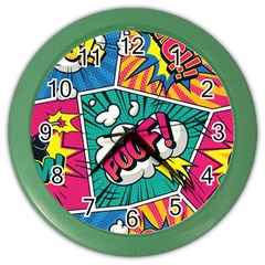 Comic Colorful Seamless Pattern Color Wall Clock by Pakemis