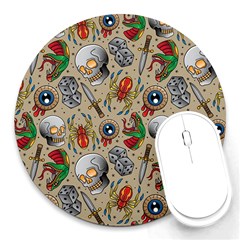 Tattoo Pattern Round Mousepad by Pakemis