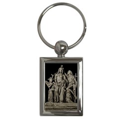 Catholic Motif Sculpture Over Black Key Chain (rectangle) by dflcprintsclothing