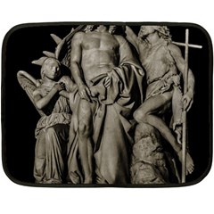 Catholic Motif Sculpture Over Black Double Sided Fleece Blanket (mini) by dflcprintsclothing