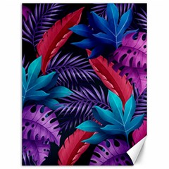 Background With Violet Blue Tropical Leaves Canvas 12  X 16  by Pakemis