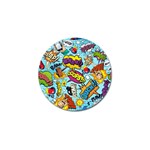 Comic Elements Colorful Seamless Pattern Golf Ball Marker Front