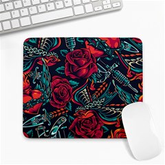 Vintage Flash Tattoos Designs Seamless Pattern Large Mousepad by Pakemis