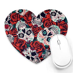 Vintage Day Dead Seamless Pattern Heart Mousepad by Pakemis