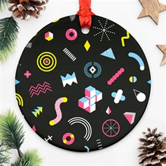 Memphis Design Seamless Pattern Ornament (round) by Pakemis