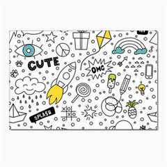 Set Cute Colorful Doodle Hand Drawing Postcards 5  X 7  (pkg Of 10) by Pakemis