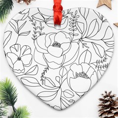 Contemporary Nature Seamless Pattern Heart Ornament (two Sides) by Pakemis