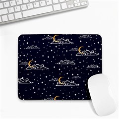 Hand Drawn Scratch Style Night Sky With Moon Cloud Space Among Stars Seamless Pattern Vector Design Small Mousepad by Pakemis