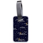 Hand Drawn Scratch Style Night Sky With Moon Cloud Space Among Stars Seamless Pattern Vector Design Luggage Tag (two sides) Front