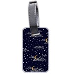 Hand Drawn Scratch Style Night Sky With Moon Cloud Space Among Stars Seamless Pattern Vector Design Luggage Tag (two sides) Back