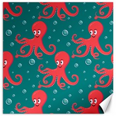 Cute Smiling Red Octopus Swimming Underwater Canvas 20  X 20  by Pakemis