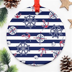 Seamless Marine Pattern Ornament (round) by Pakemis