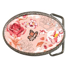 Beautiful-seamless-spring-pattern-with-roses-peony-orchid-succulents Belt Buckles by Pakemis