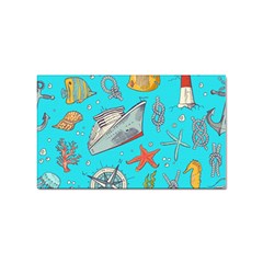 Colored-sketched-sea-elements-pattern-background-sea-life-animals-illustration Sticker Rectangular (100 Pack) by Pakemis