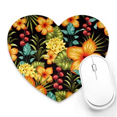 Fabulous Colorful Floral Seamless Heart Mousepad by Pakemis