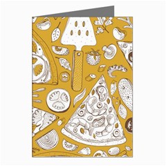 Vector-seamless-pizza-slice-pattern-hand-drawn-pizza-illustration-great-pizzeria-menu-background - Greeting Cards (pkg Of 8) by Pakemis