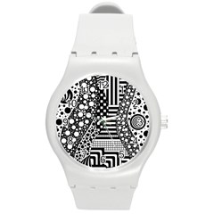 Black And White Round Plastic Sport Watch (m) by gasi