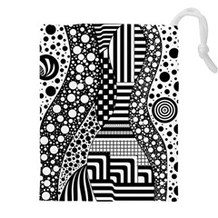 Black And White Drawstring Pouch (4xl) by gasi