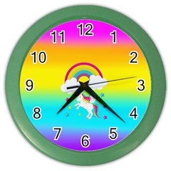 Unicorn Einhorn Licorne Color Wall Clock by gasi