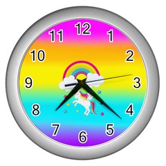 Unicorn Einhorn Licorne Wall Clock (silver) by gasi