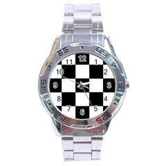 Grid-domino-bank-and-black Stainless Steel Analogue Watch by BangZart