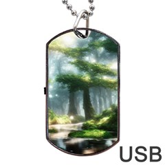 Forest Wood Nature Lake Swamp Water Trees Dog Tag Usb Flash (one Side) by Uceng