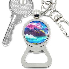 Fantasy Japan Mountains Cherry Blossoms Nature Bottle Opener Key Chain by Uceng