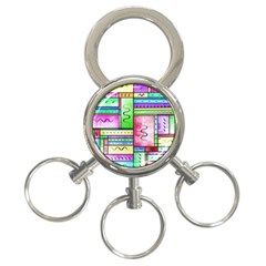 Colorful Pattern 3-ring Key Chain by gasi