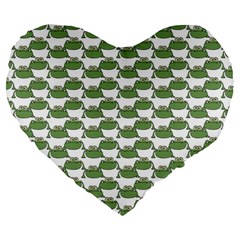 Funny Frog Cartoon Drawing Motif Pattern Large 19  Premium Flano Heart Shape Cushions by dflcprintsclothing