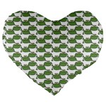 Funny Frog Cartoon Drawing Motif Pattern Large 19  Premium Flano Heart Shape Cushions Front