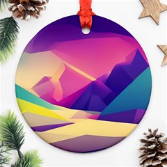 Abstract Geometric Landscape Art 3d Render Ornament (round) by Pakemis