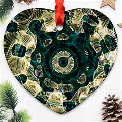 Fractal Glowing Kaleidoscope Wallpaper Art Design Ornament (heart) by Pakemis